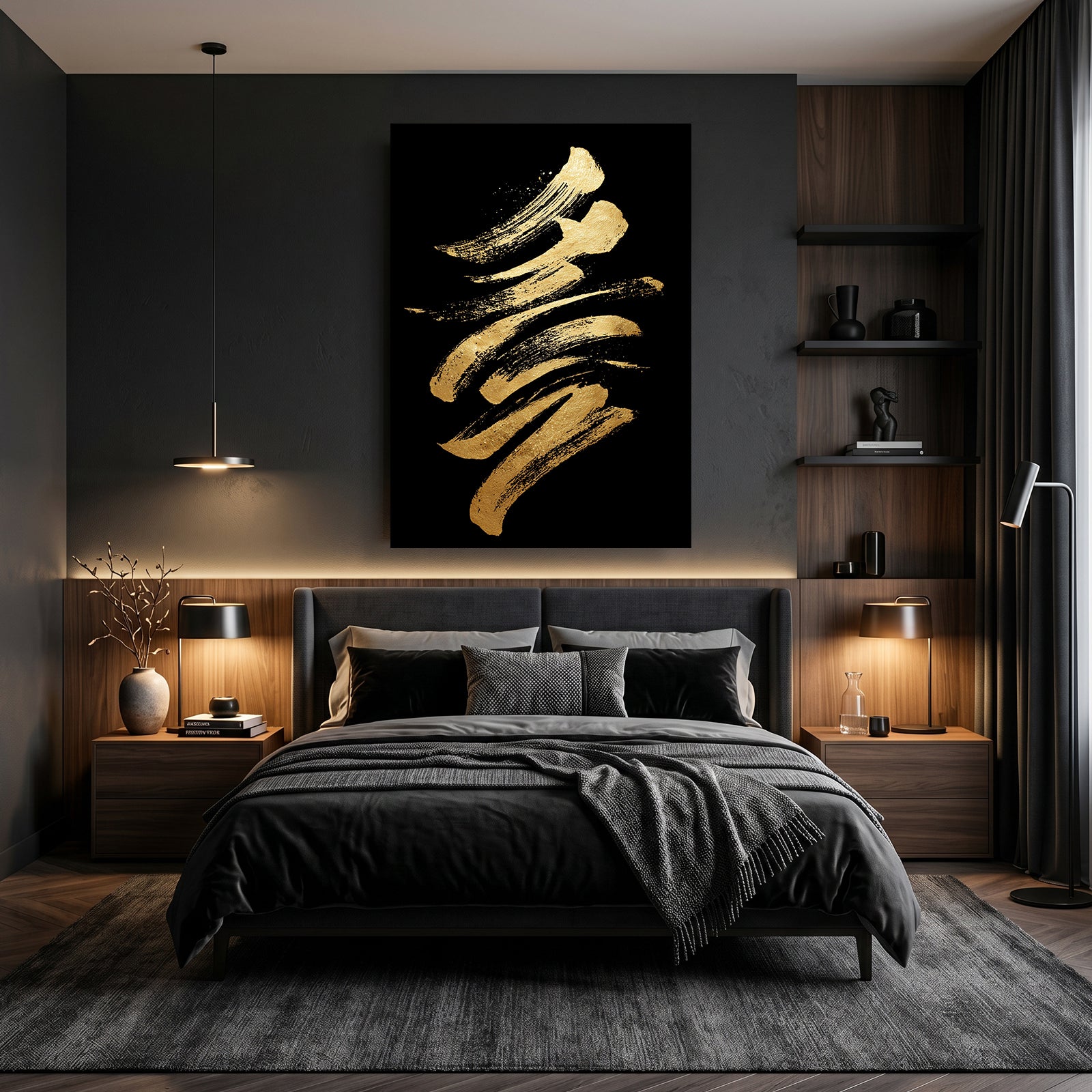 Golden Script Marks Wall Decor – styled in a furnished interior