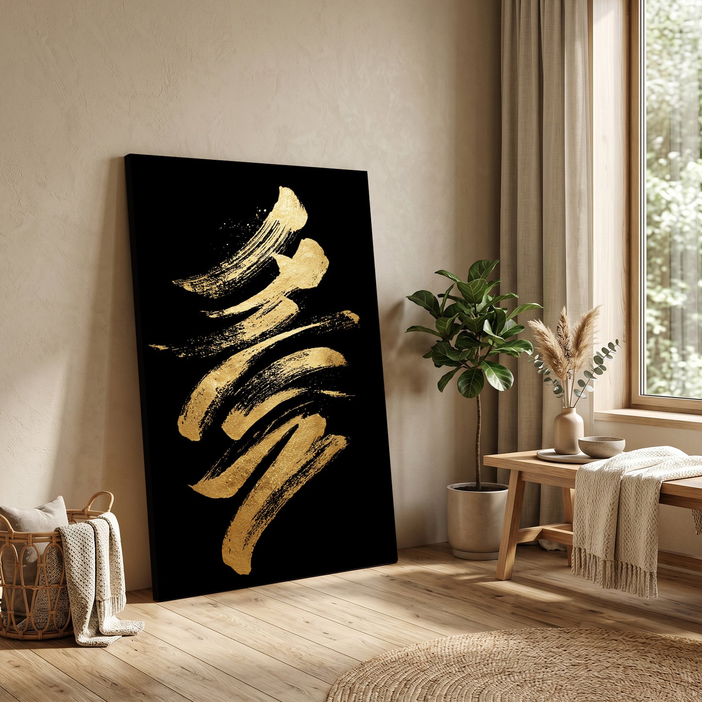 Golden Script Marks Wall Decor – styled in a furnished interior