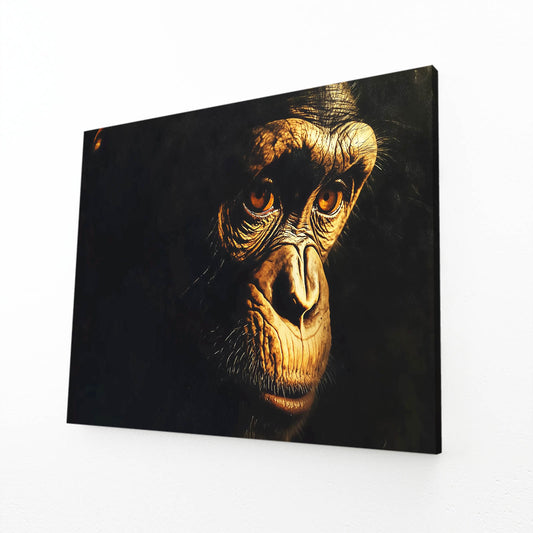 Golden Shadow Profile Monkey Prints – angled canvas view on white background