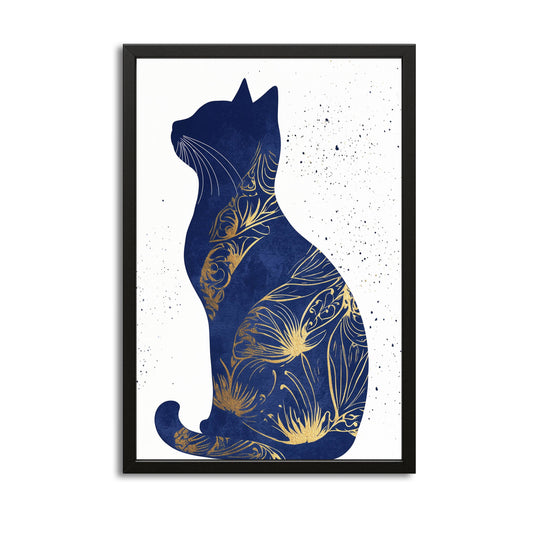 Golden Silhouette Cat Art – canvas print on white background