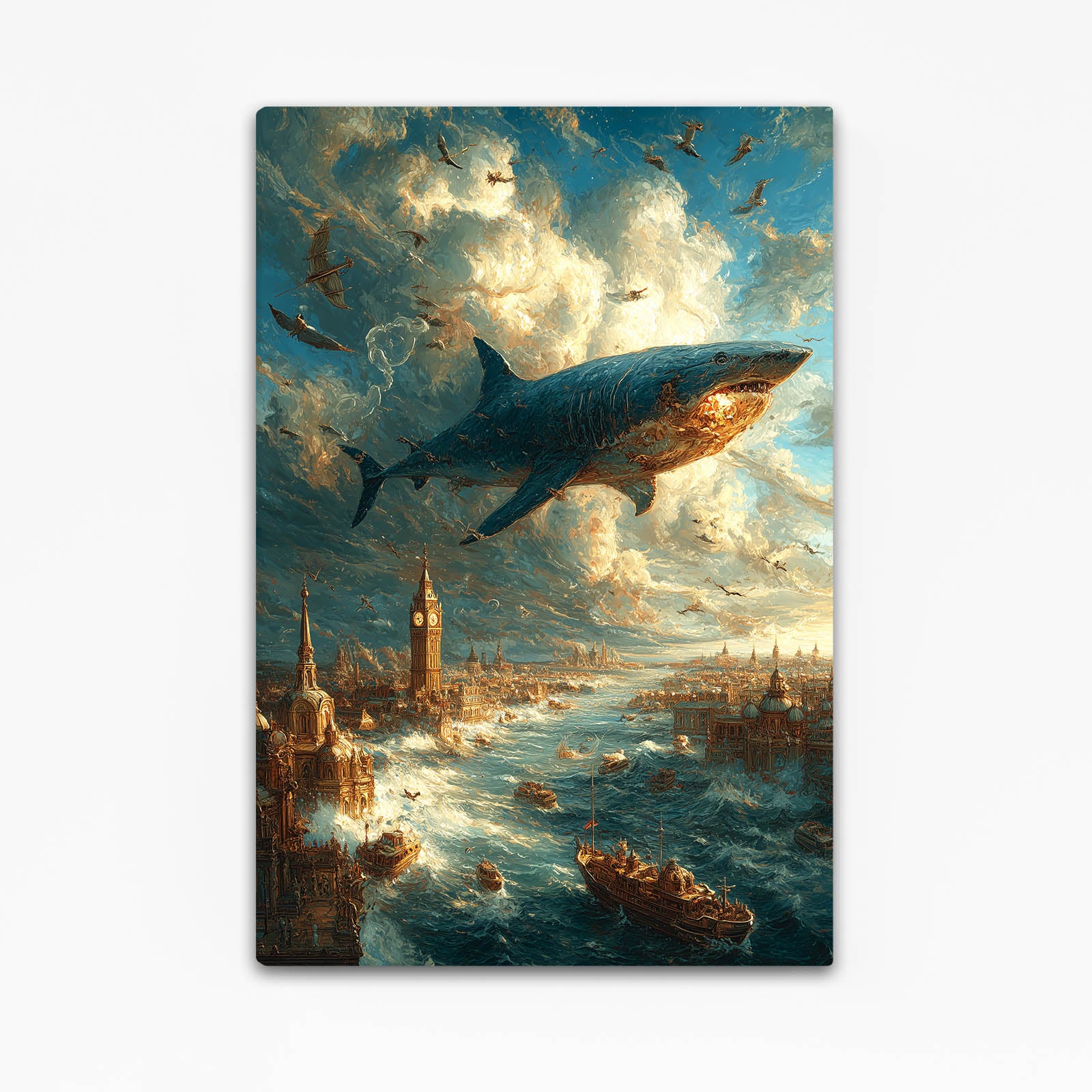 Golden Sky Armada Shark Art – golden sky armada shark canvas print