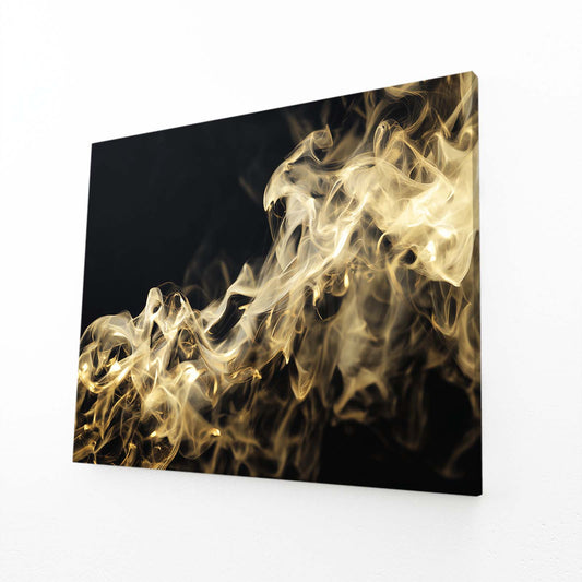 Golden Smoke Drift Wall Art – angled canvas view on white background