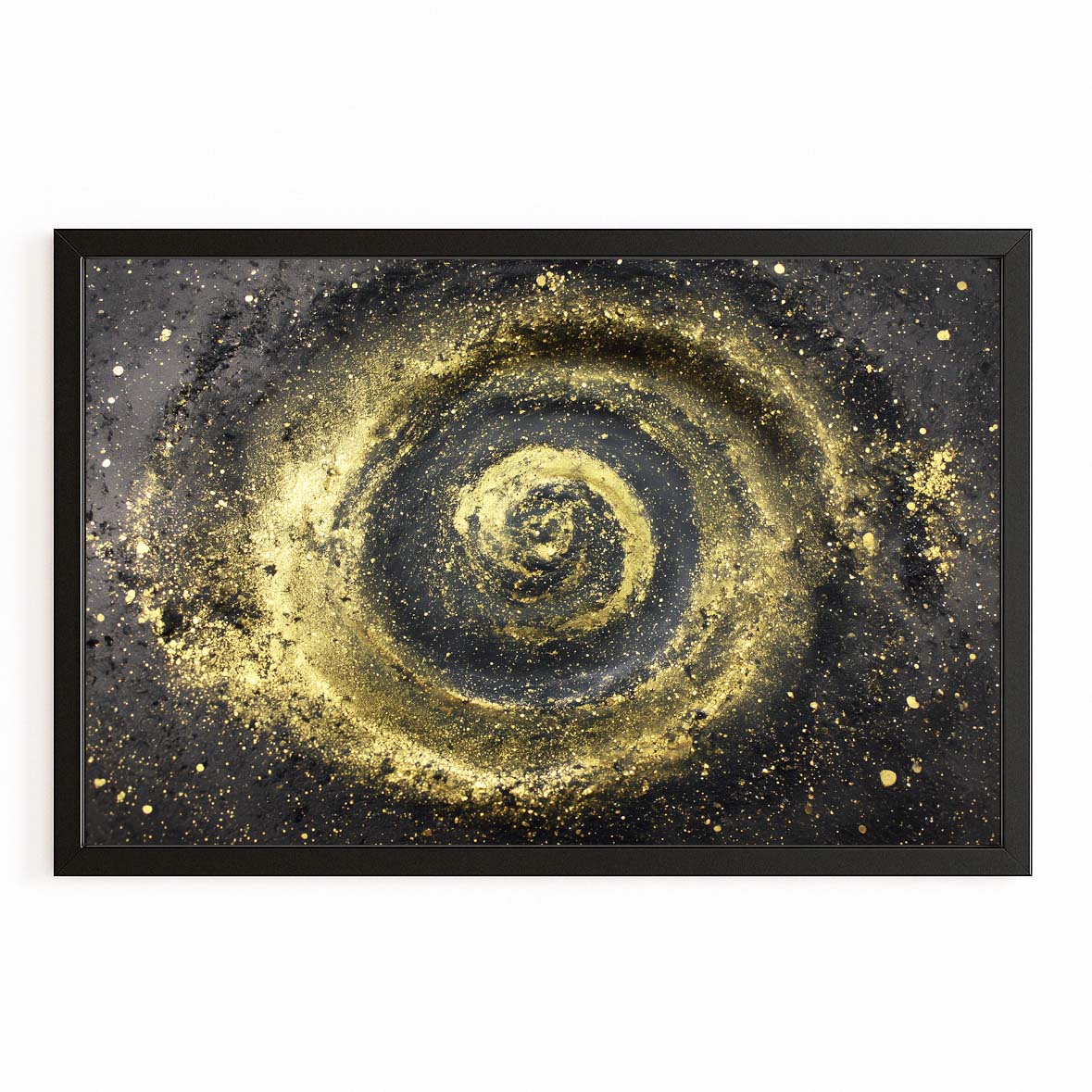 Golden Spiral Nebula Art – with Premium Black frame on white background