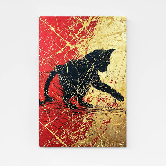 Golden Splash Cat Art