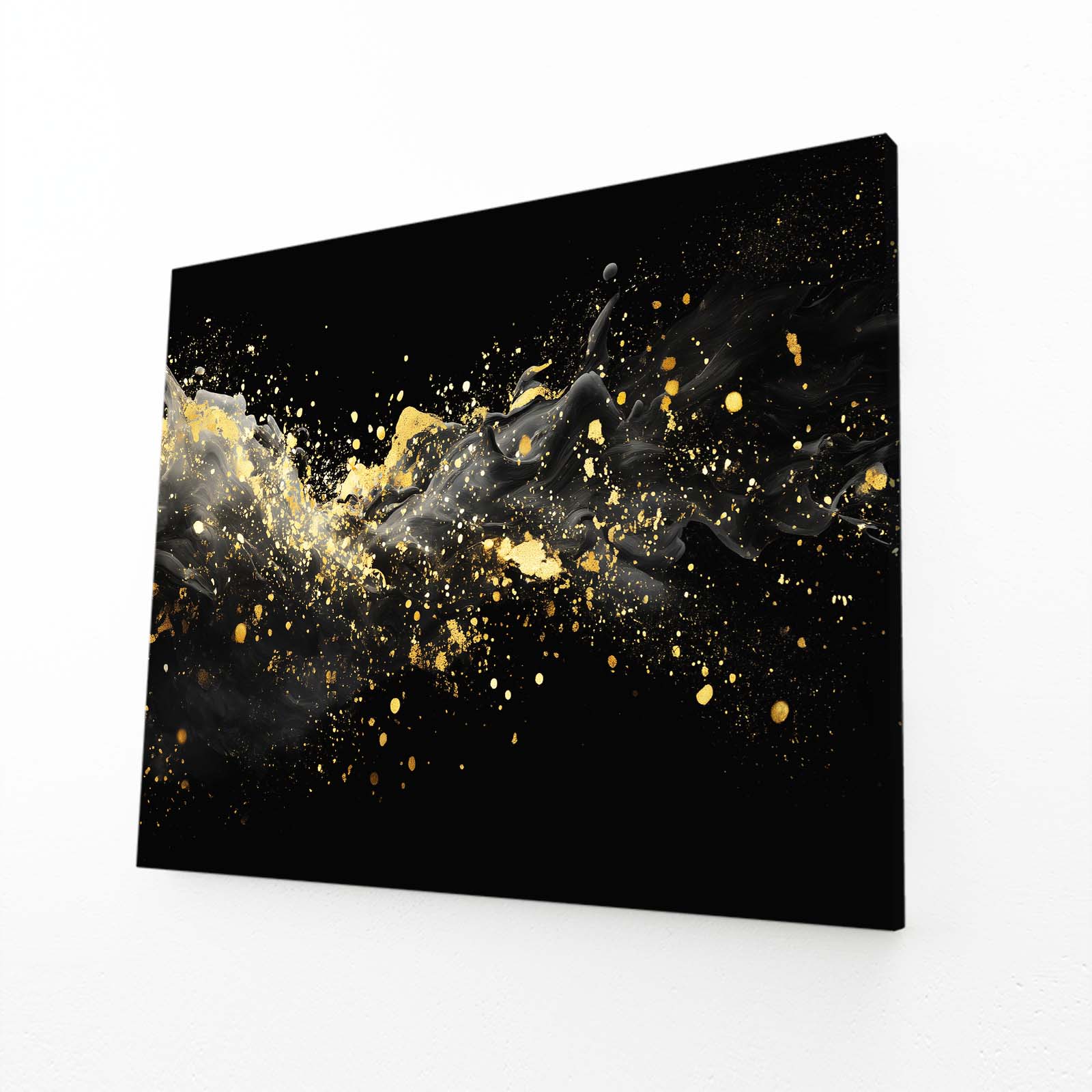 Golden Splash Cloud Wall Art – angled canvas view on white background