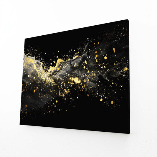 Golden Splash Cloud Wall Art – angled canvas view on white background