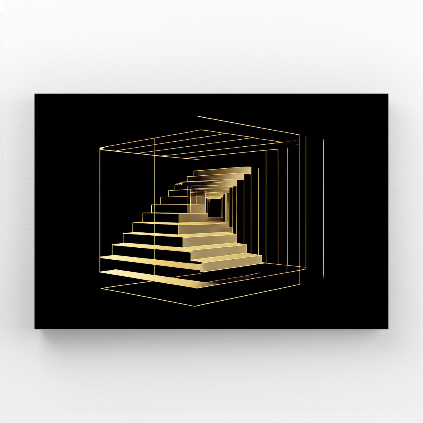 Golden Stair Illusion Wall Decor – golden stair illusion gold canvas print