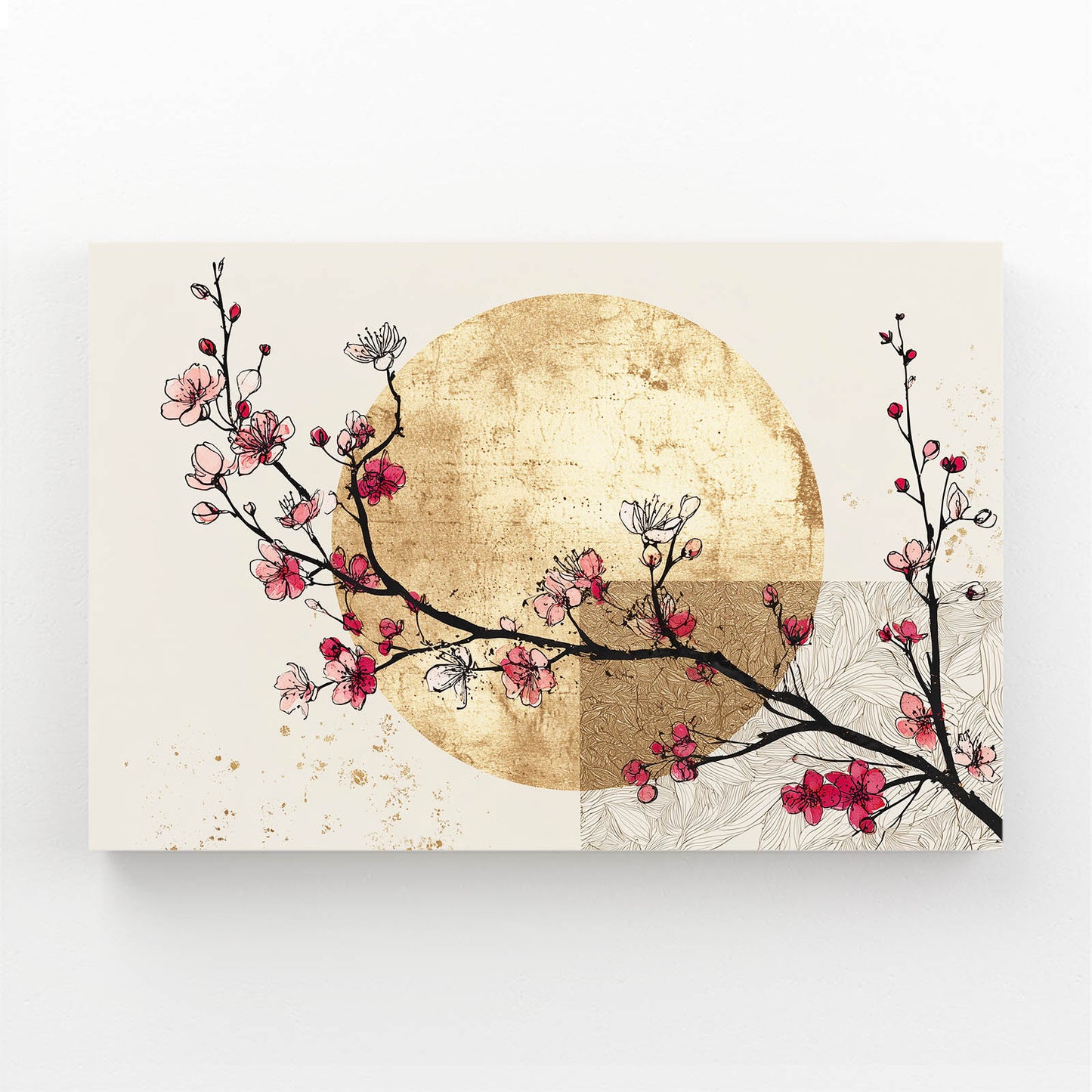 Golden Sun Sprig Cherry Blossom Canvas Art – golden sun sprig cherry blossom canvas print