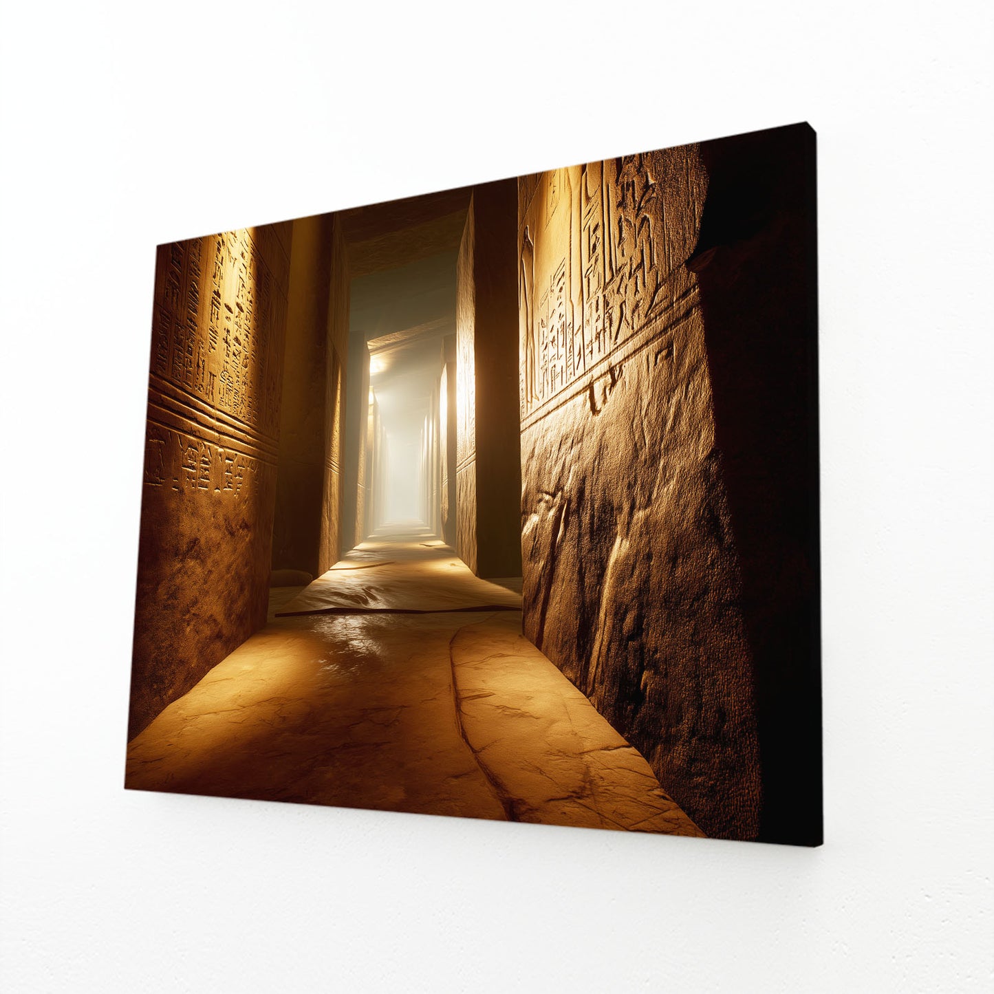 Golden Temple Hallway Egyptian Canvas – angled canvas view on white background