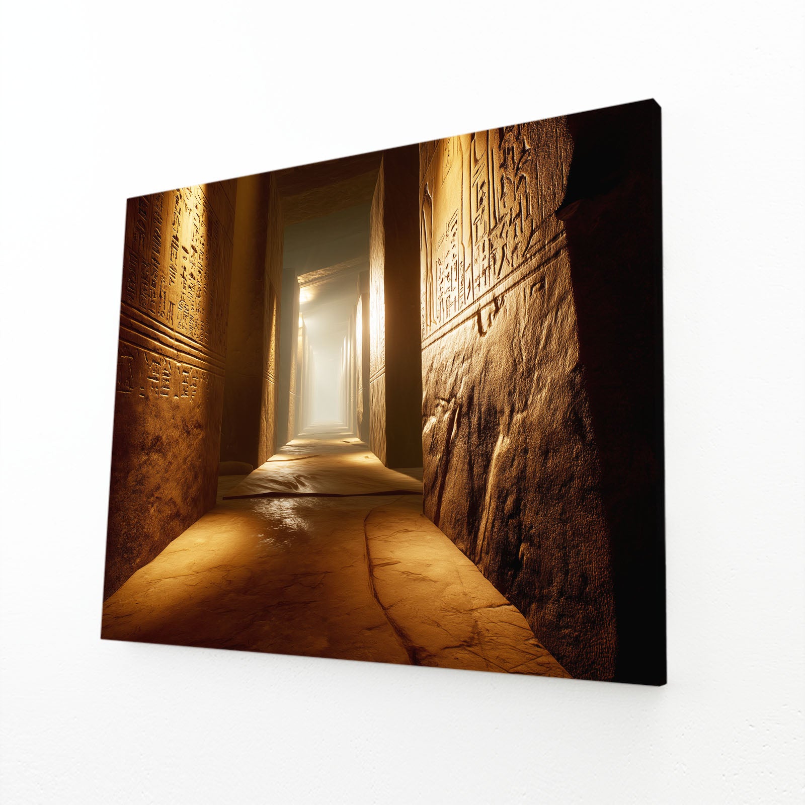 Golden Temple Hallway Egyptian Canvas – angled canvas view on white background