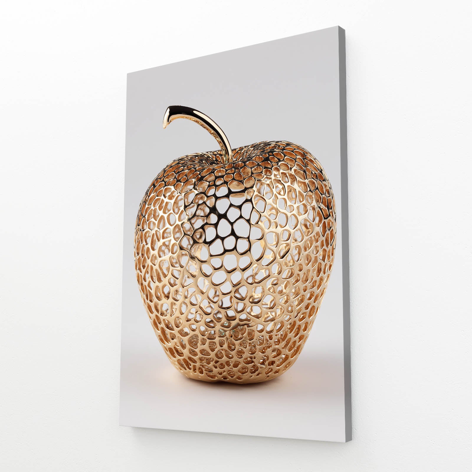 Golden Textured Fruit Canvas Art – angled canvas view on white background
