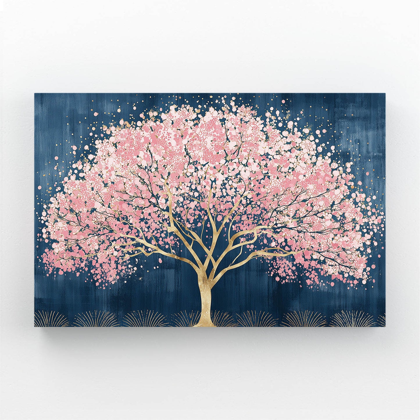 Golden Trunk Tree Cherry Blossom Art – golden trunk tree cherry blossom canvas print