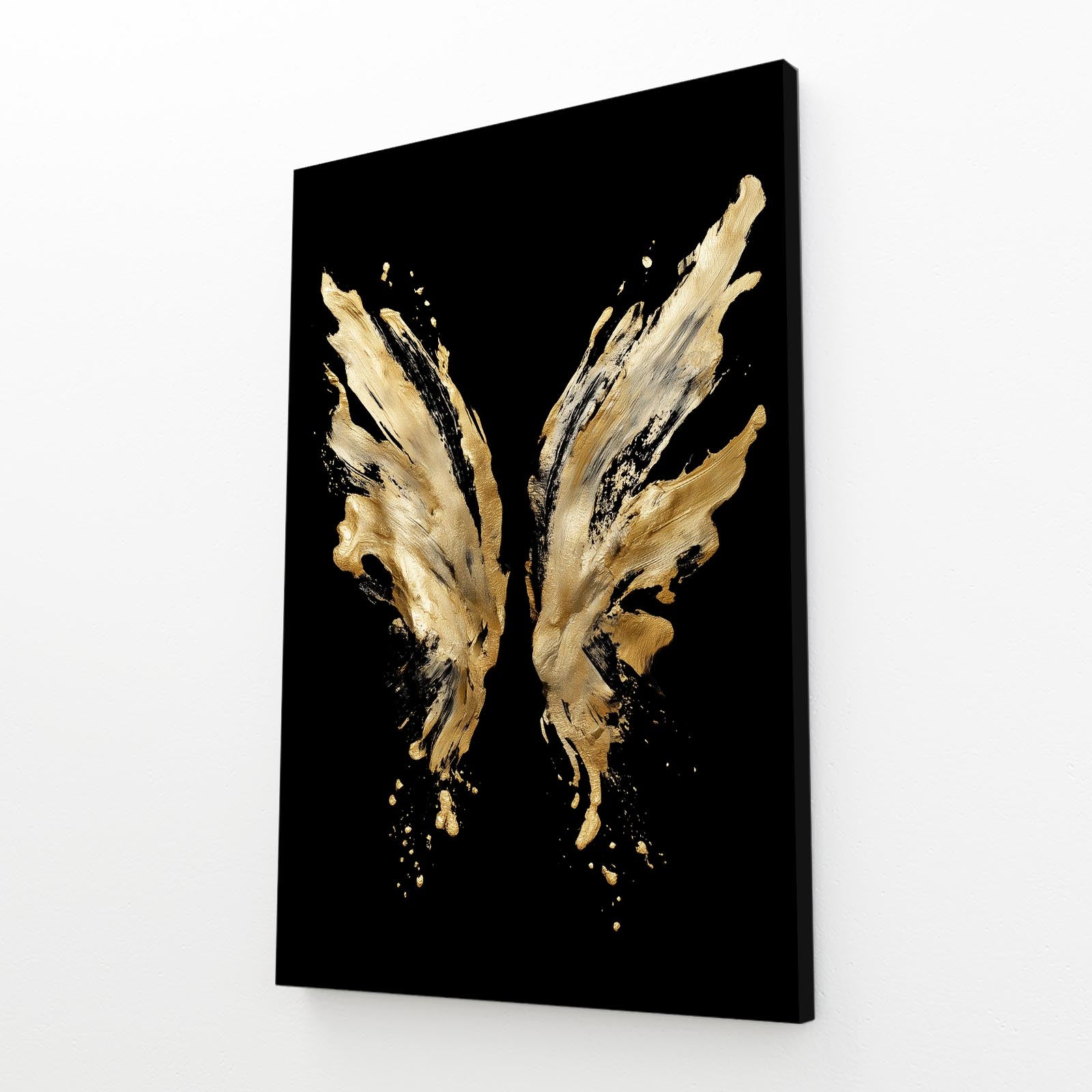 Golden Wing Splash Canvas – angled canvas view on white background