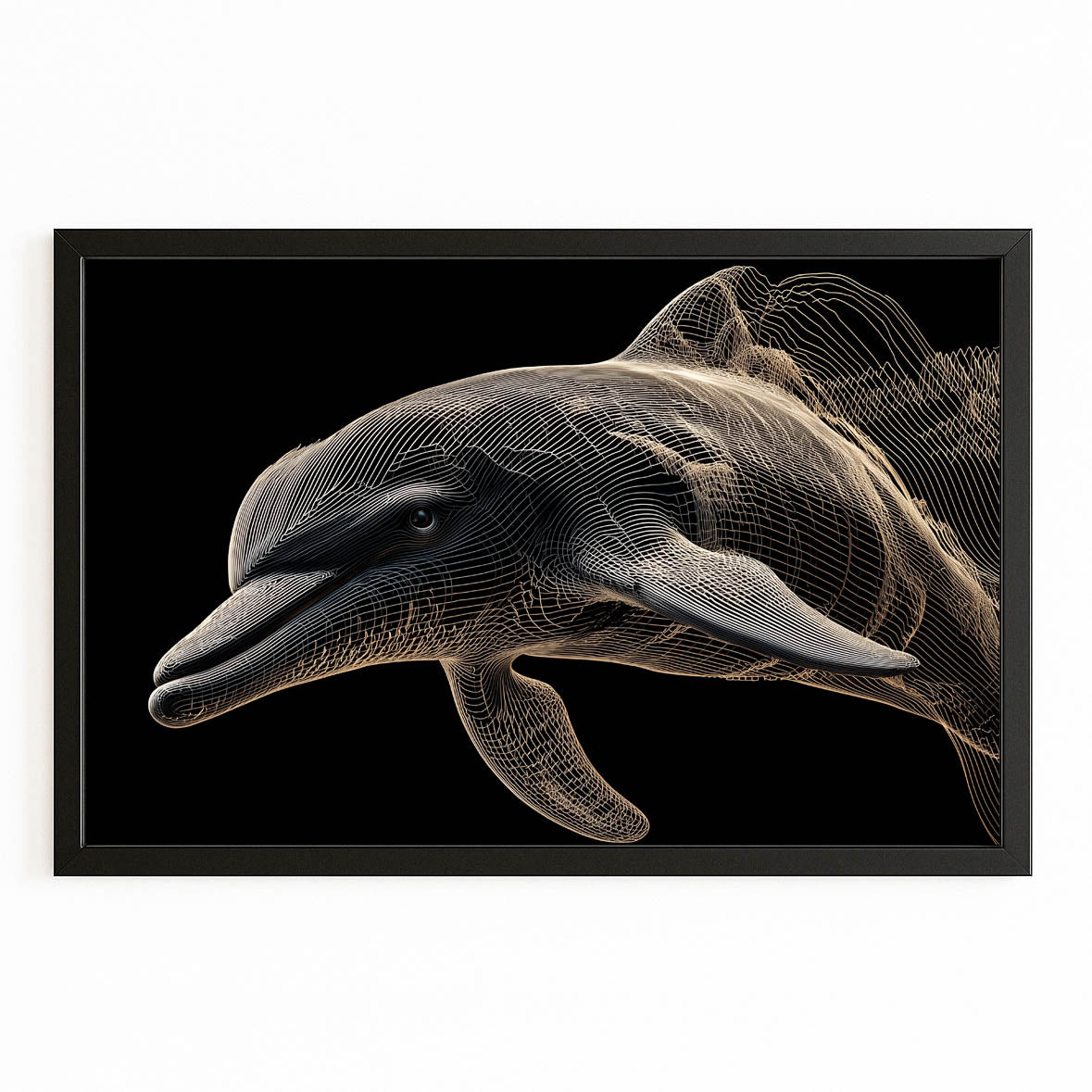 Golden Wire Dolphin Wall Art — contemporary canvas print, canvas print on white background