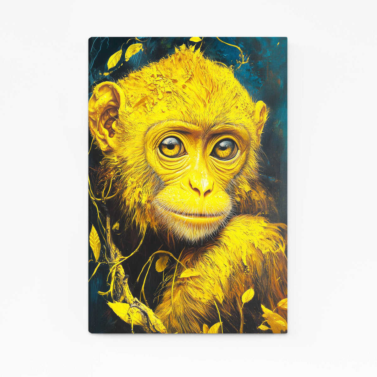 Golden Yellow Fur Monkey Canvas Art — contemporary canvas print, canvas print on white background