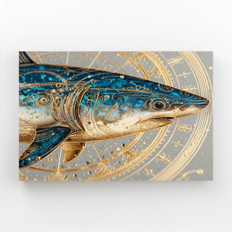 Golden Zodiac Ornate Shark Art – golden zodiac ornate shark canvas print