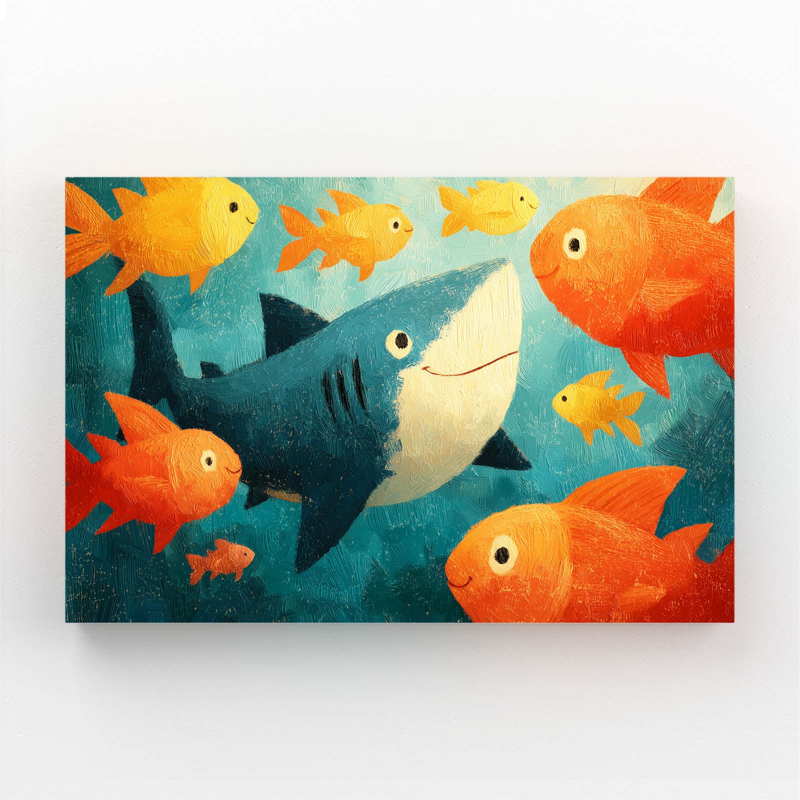 Goldfish Friends Cartoon Shark Art – goldfish friends cartoon shark canvas print
