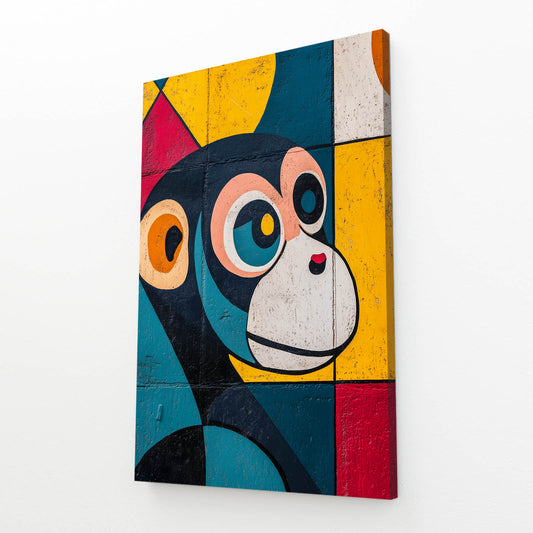 Graffiti Block Face Monkey Wall Decor – angled canvas view on white background