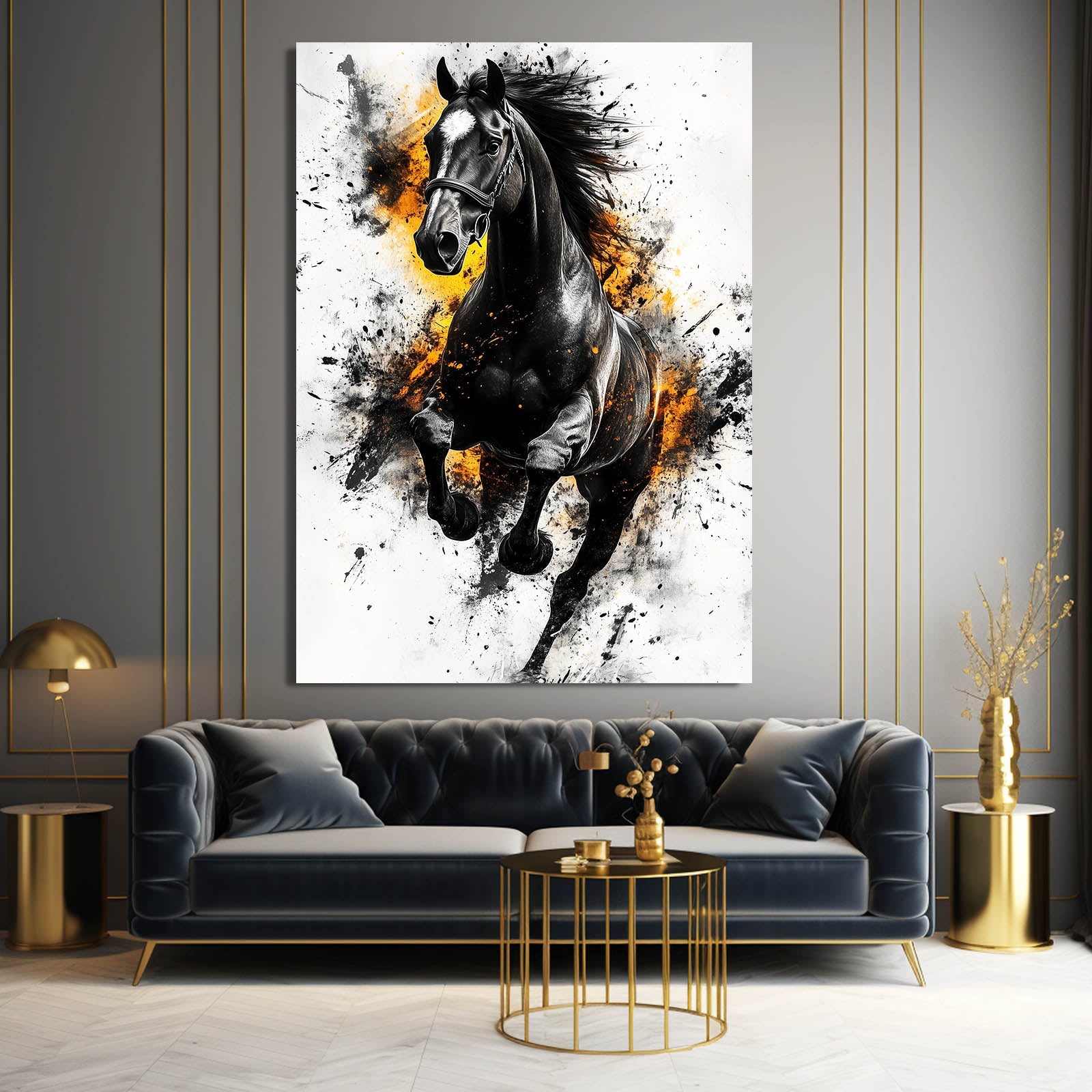 Graffiti Horse Prints – angled canvas view on white background