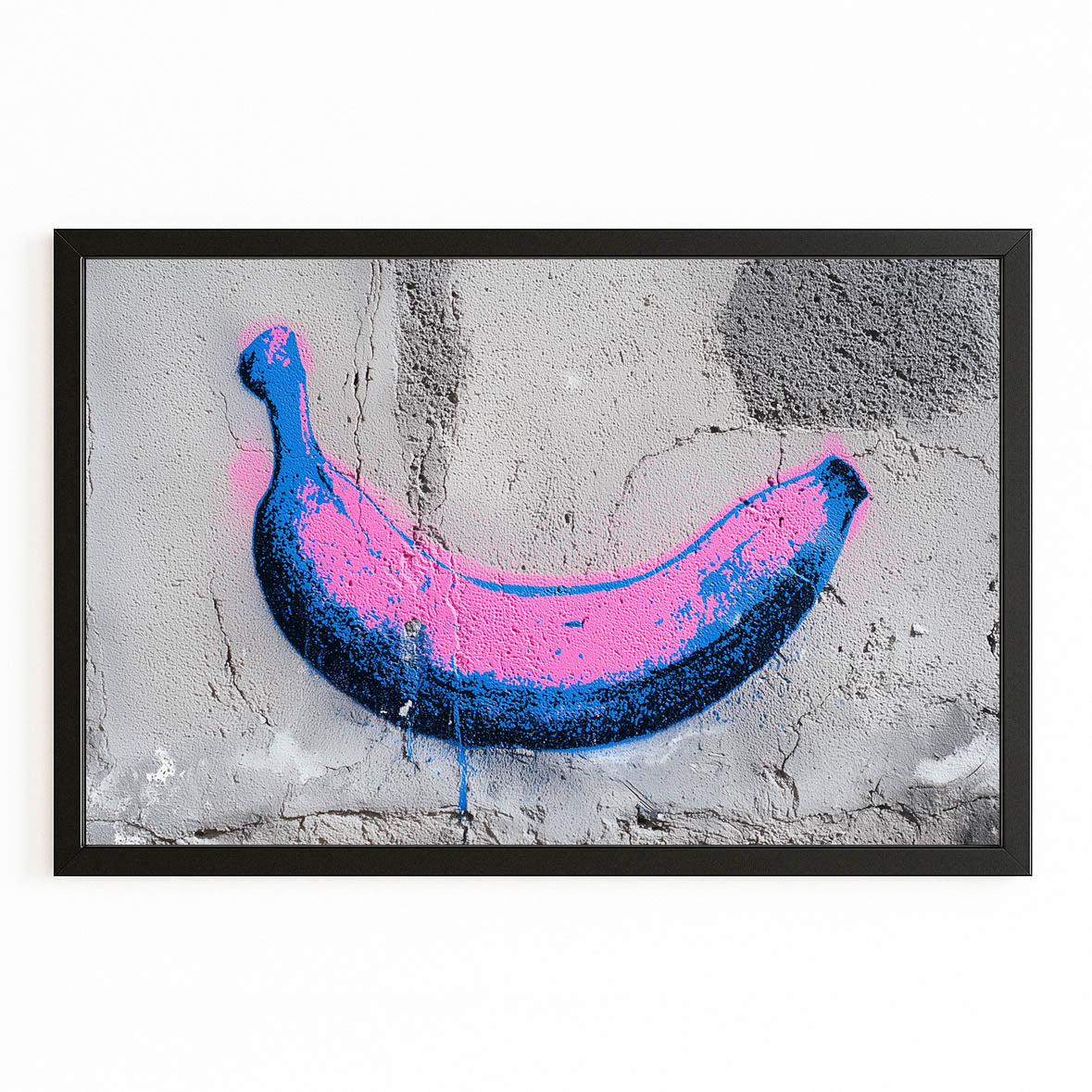 Graffiti Spray Banana Fruit Canvas – with Premium Black frame on white background