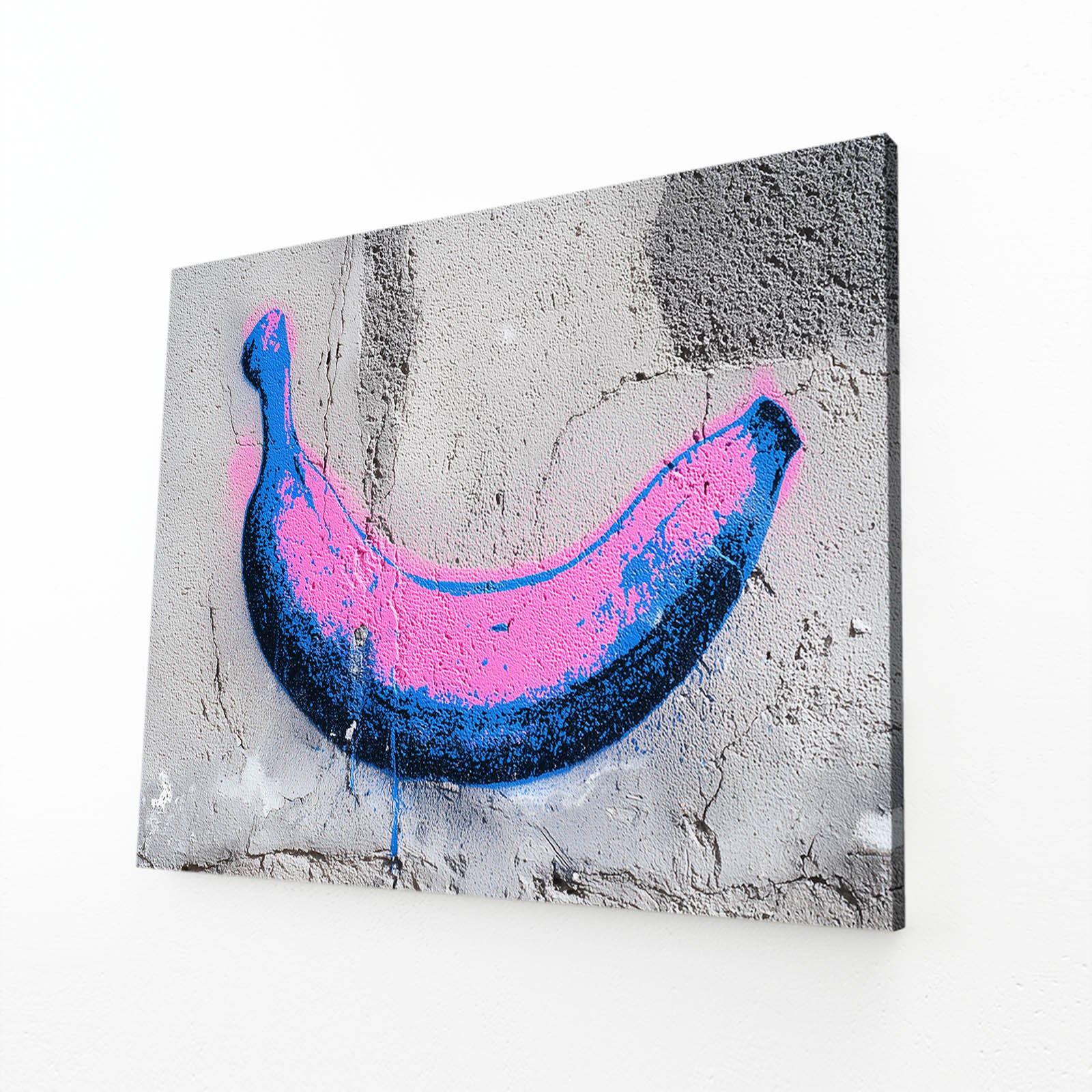 Graffiti Spray Banana Fruit Canvas – angled canvas view on white background