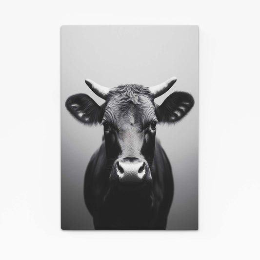 Gray Cow Artwork – angled canvas view on white background