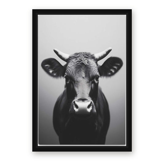 Gray Cow Artwork – with Premium Black wood frame