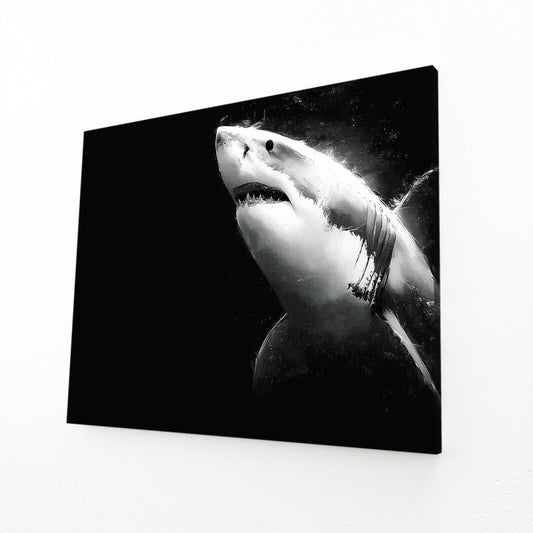 Great White on Black Shark Canvas – great white on black shark canvas print