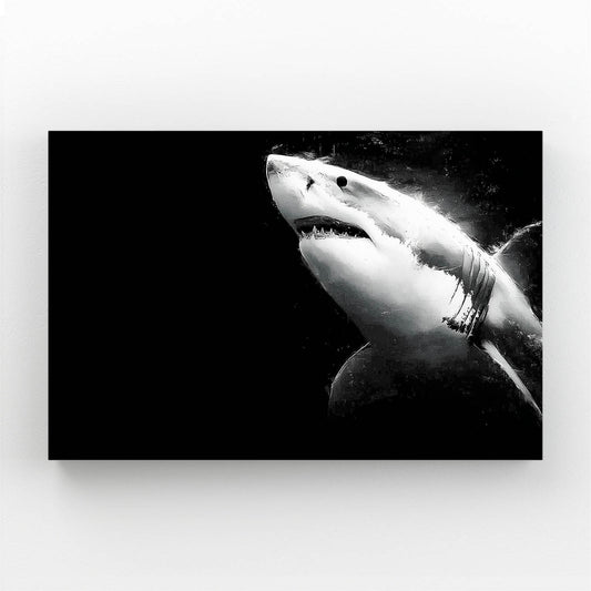 Great White on Black Shark Canvas – styled in a furnished interior
