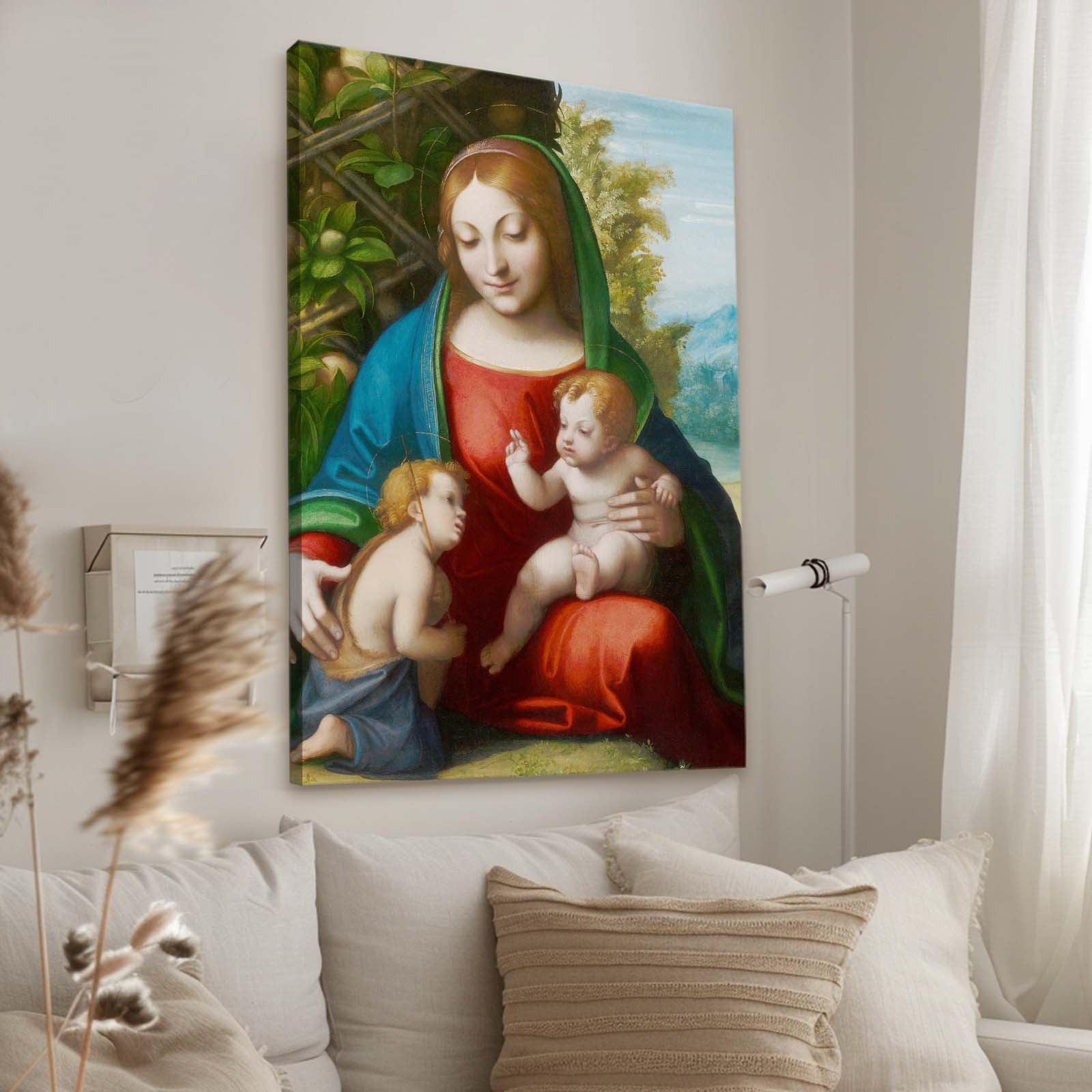 Green Bower Madonna Da Vinci Wall Art – styled in a furnished interior