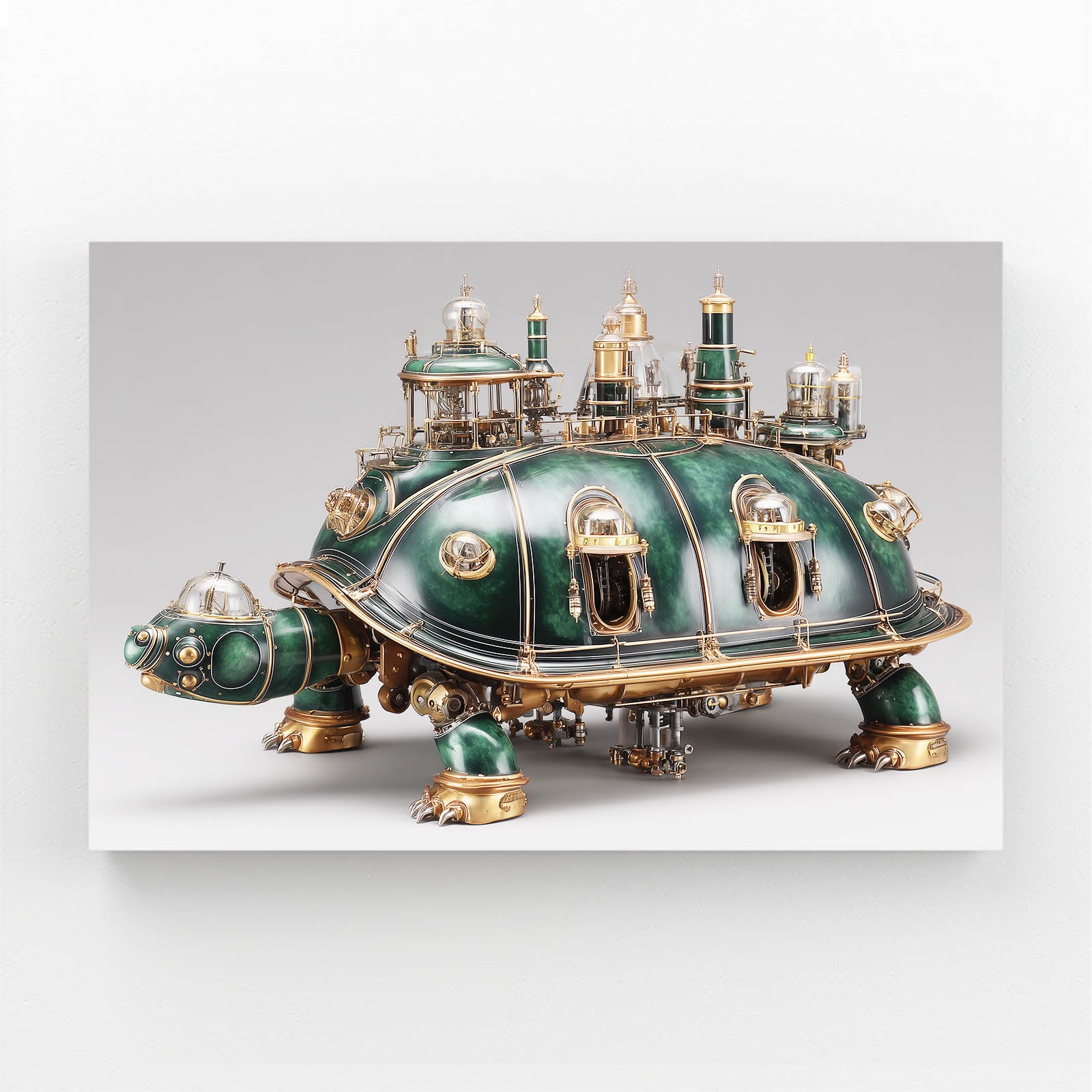 Green Brass Turtle Steampunk Wall Art – green brass turtle steampunk canvas print