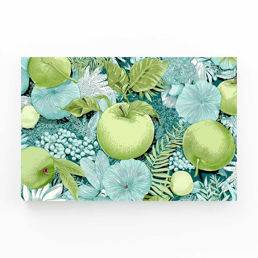 Green Foliage Pattern Apple Wall Decor – green foliage pattern apple canvas print