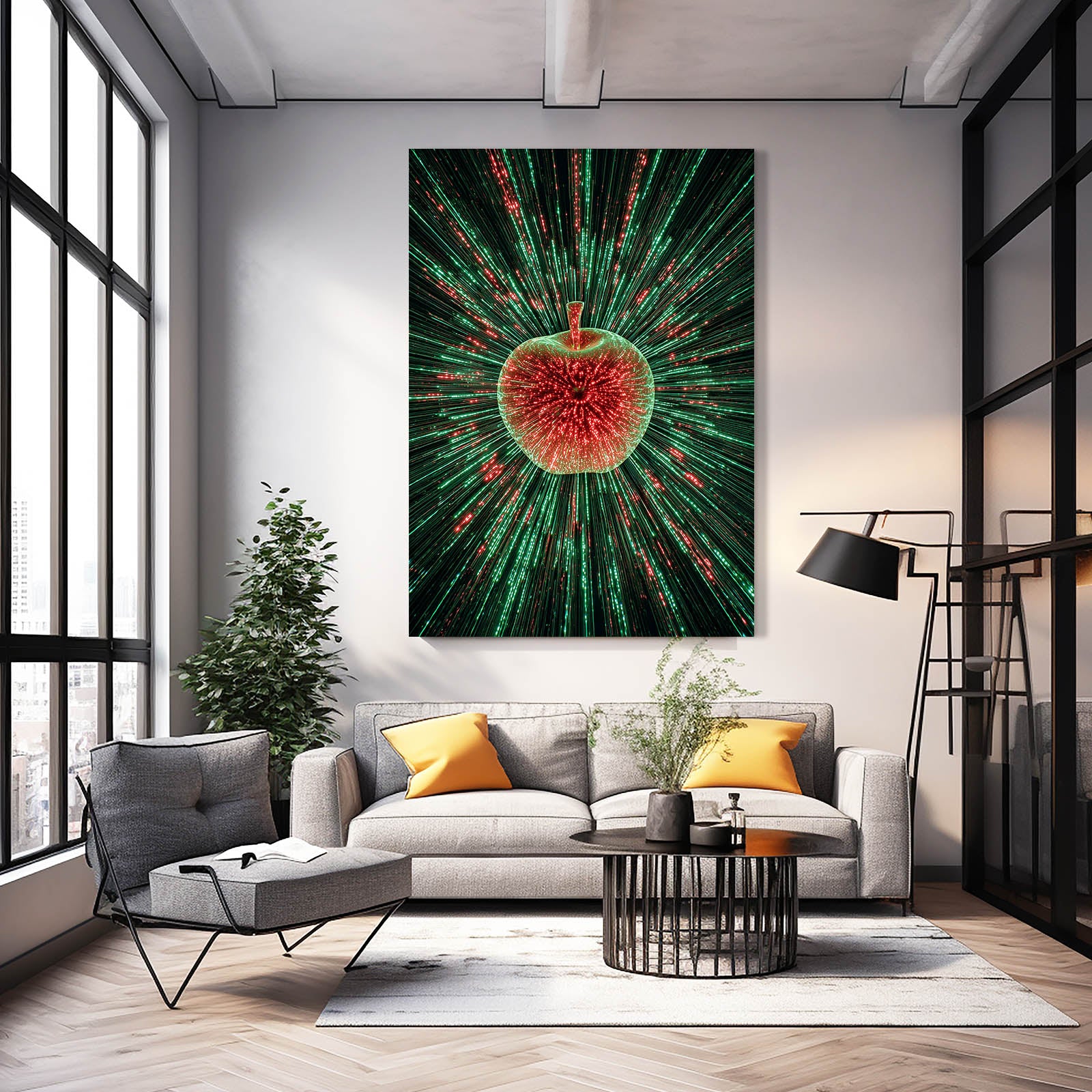 Green Light Burst Apple Wall Decor – styled in a furnished interior