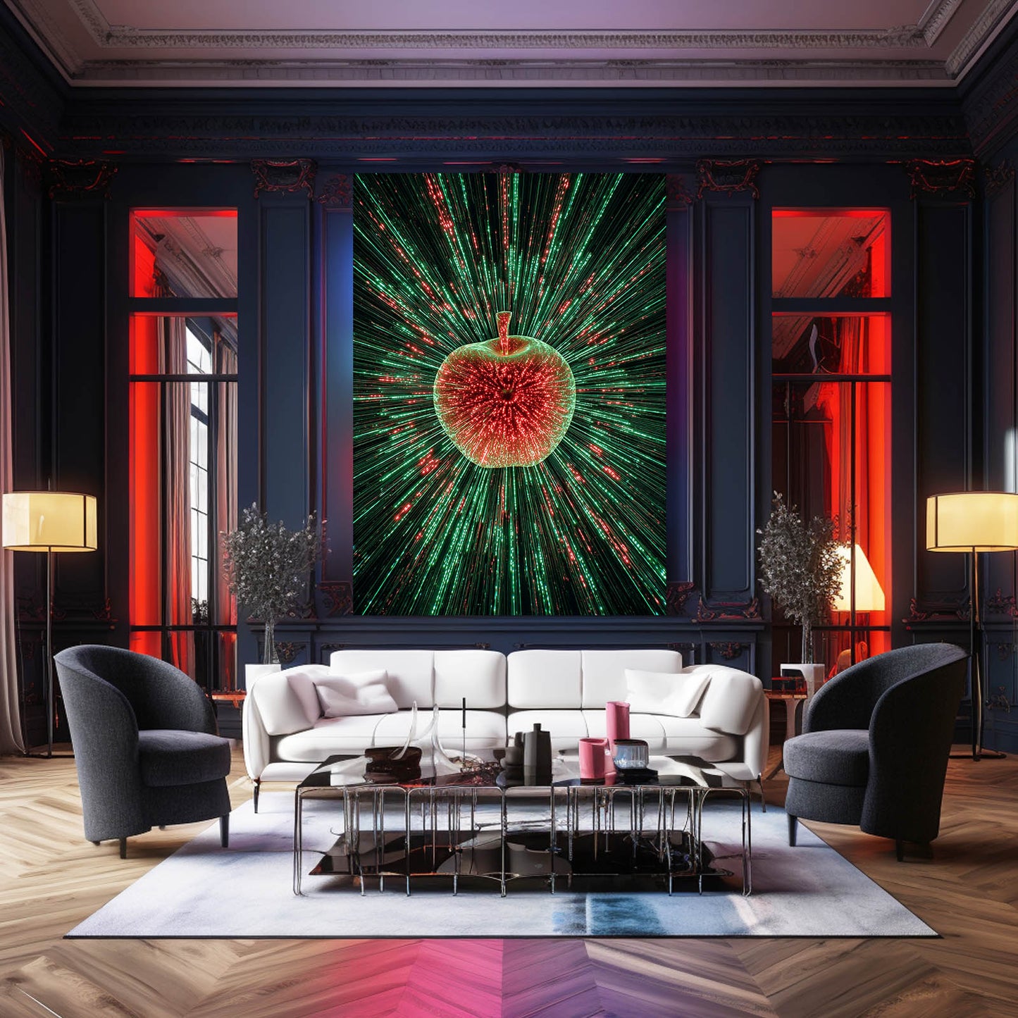 Green Light Burst Apple Wall Decor – styled in a furnished interior