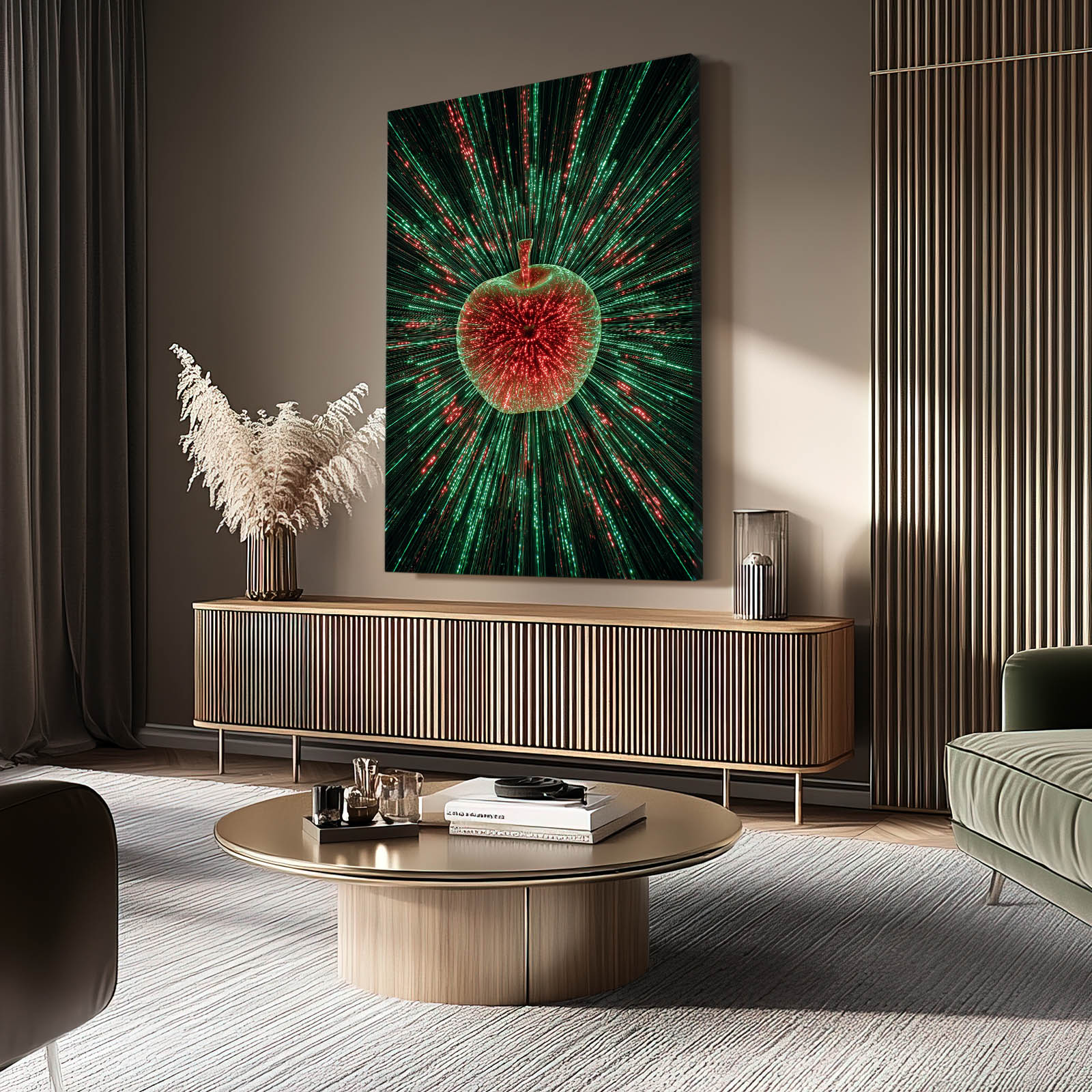 Green Light Burst Apple Wall Decor – styled in a furnished interior