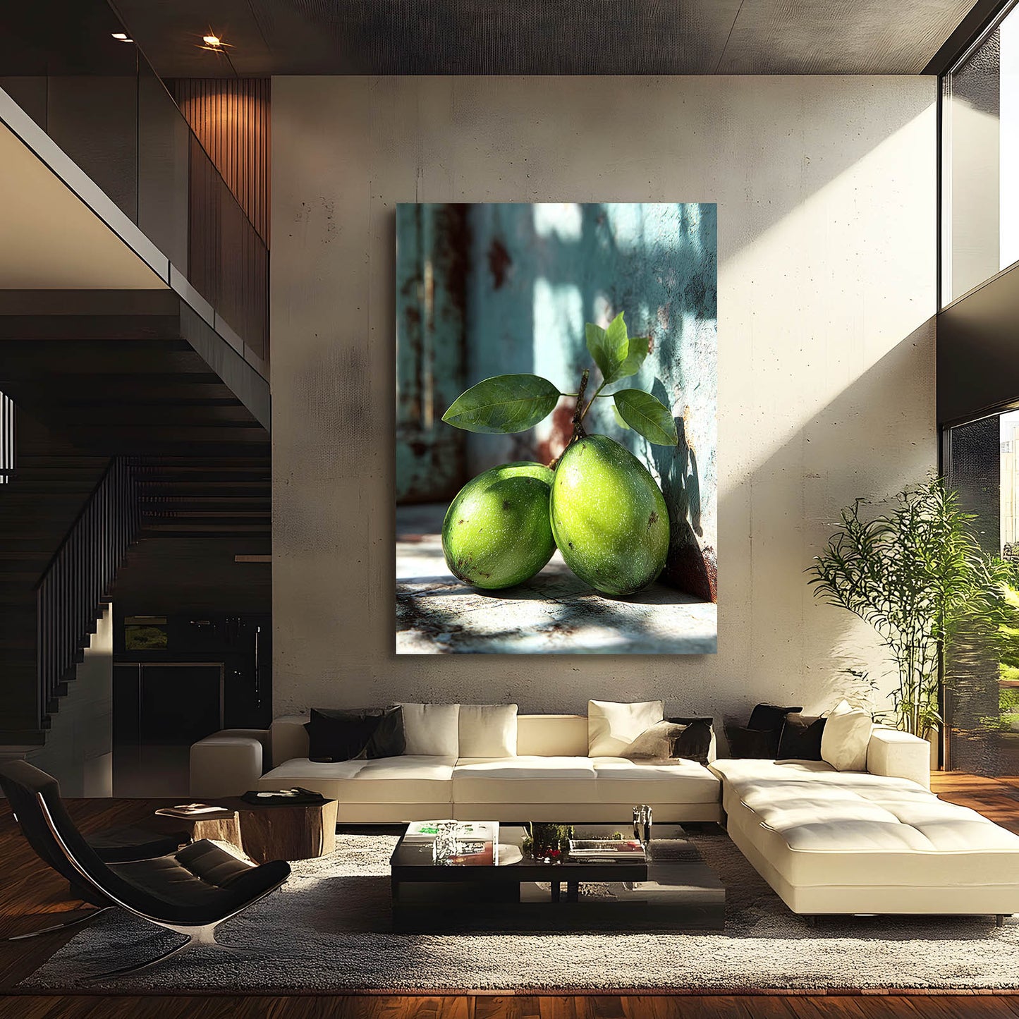 Green Pears Shadow Fruit Prints – styled in a furnished interior