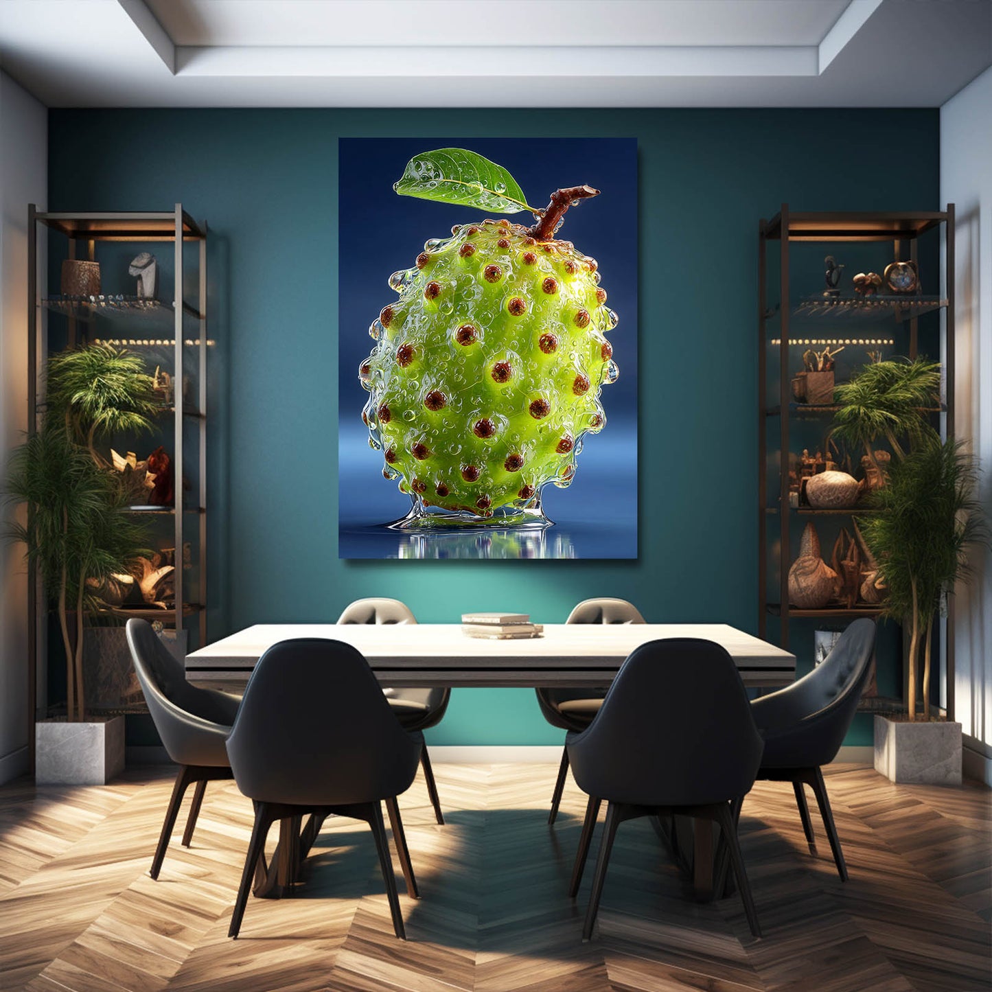 Green Soursop Fruit Wall Decor – styled in a furnished interior