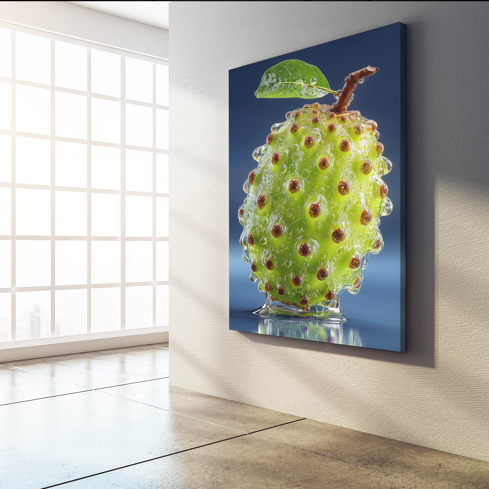 Green Soursop Fruit Wall Decor – styled in a furnished interior