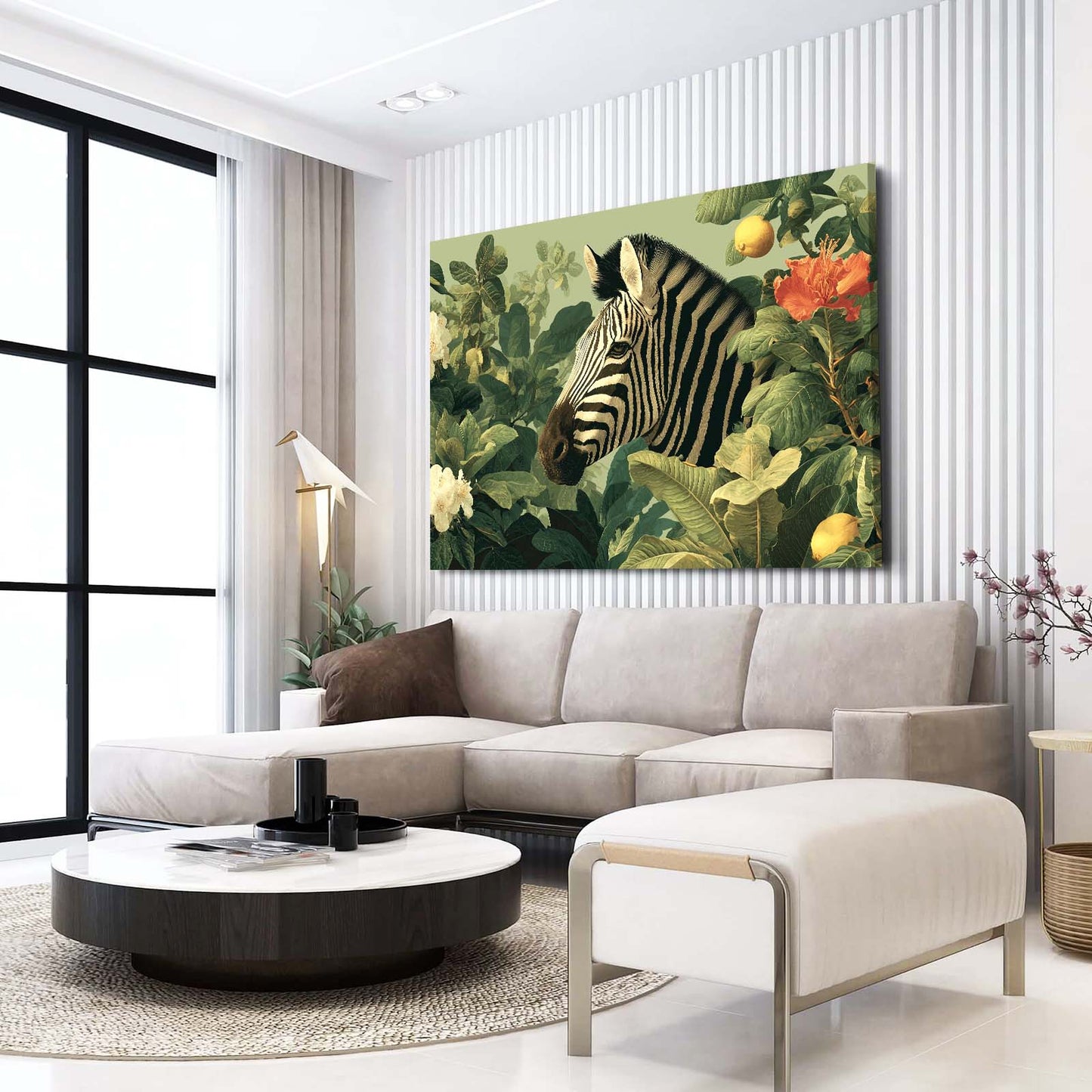 Green Zebra Art – styled in a furnished interior