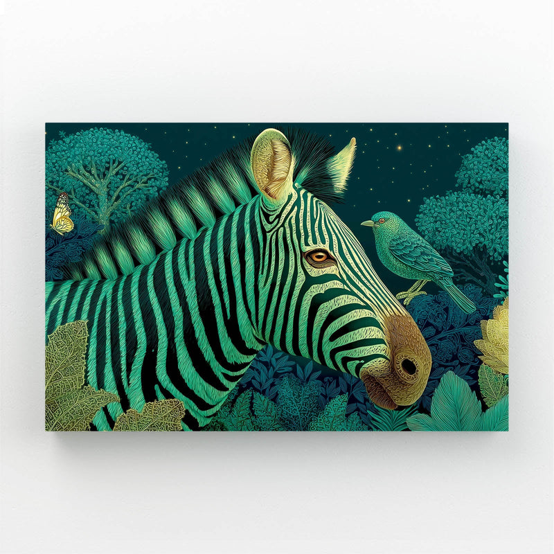 Green Zebra Wall Art – styled in a furnished interior