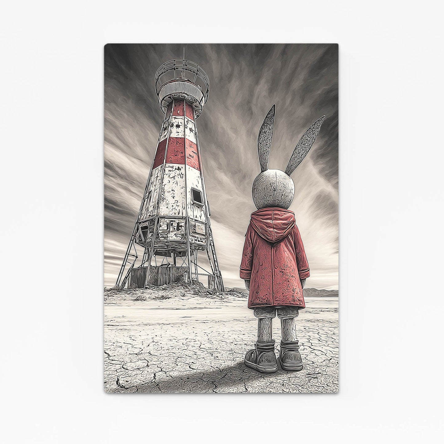 Grey Bunny Prints – angled canvas view on white background