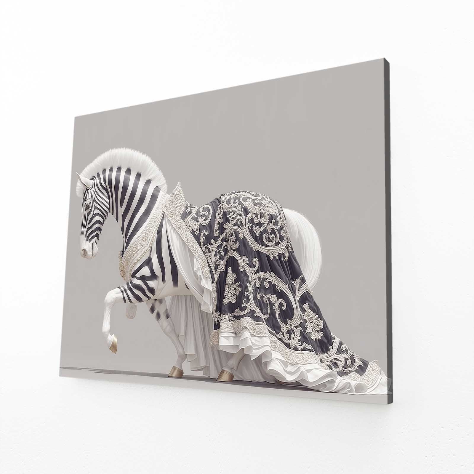 Grey Zebra Canvas – angled canvas view on white background
