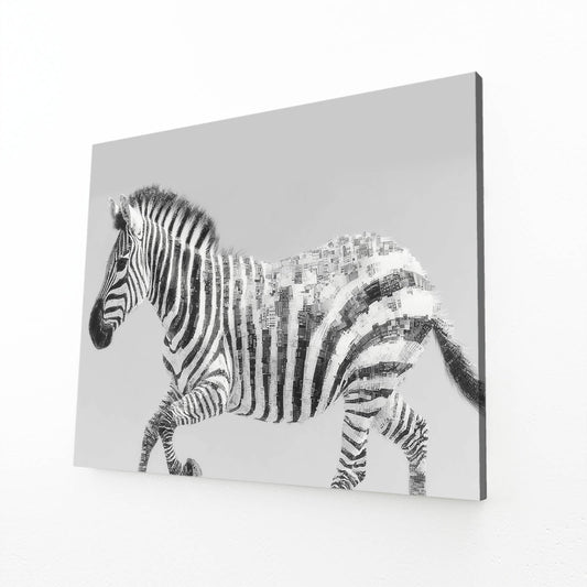 Grey Zebra Prints – angled canvas view on white background