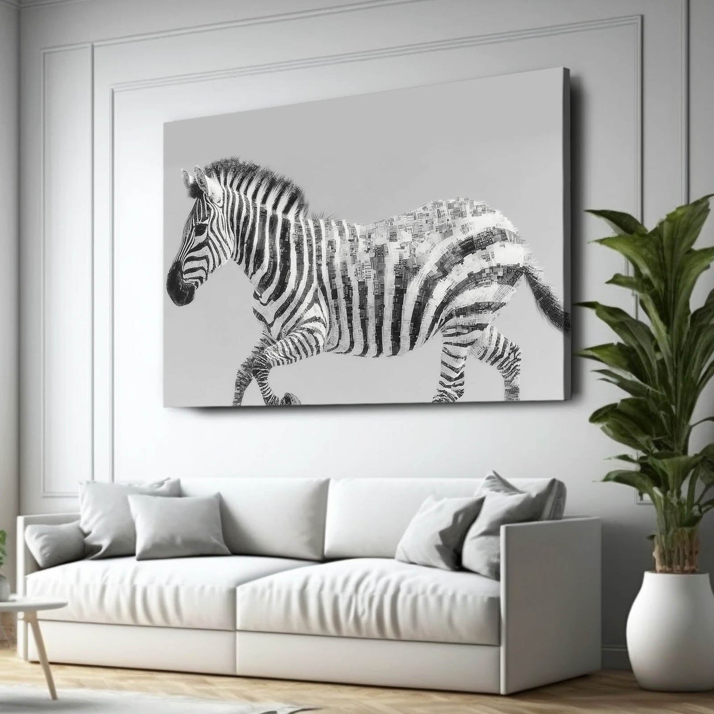 Grey Zebra Prints – styled in a furnished interior