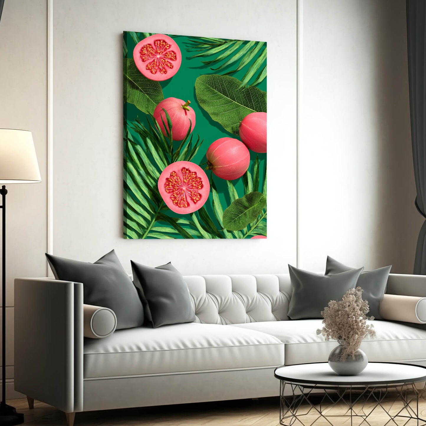 Guava Leaf Pattern Fruit Art – styled in a furnished interior