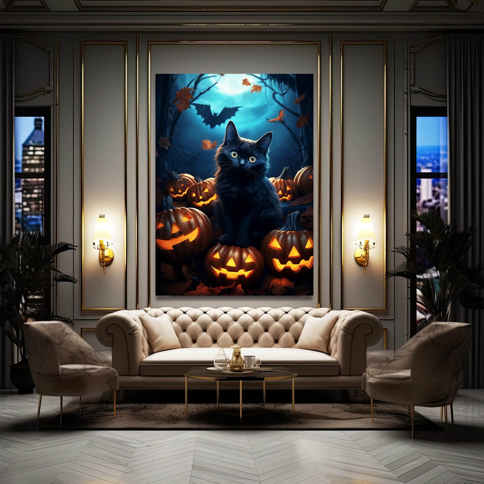 Halloween Night Cat Wall Art