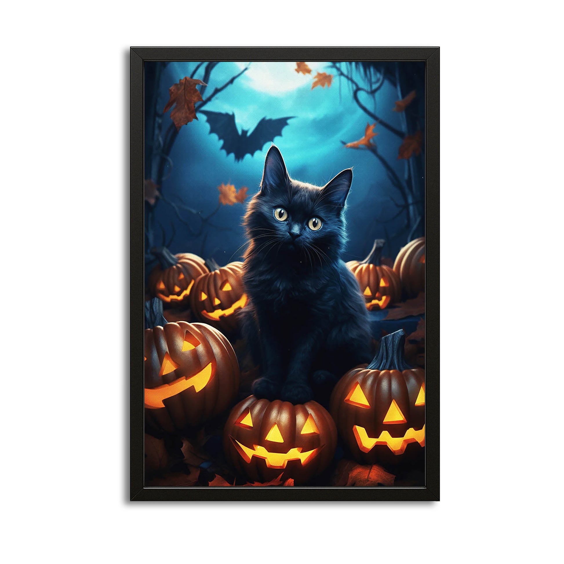 Halloween Night Cat Wall Art – canvas print on white background