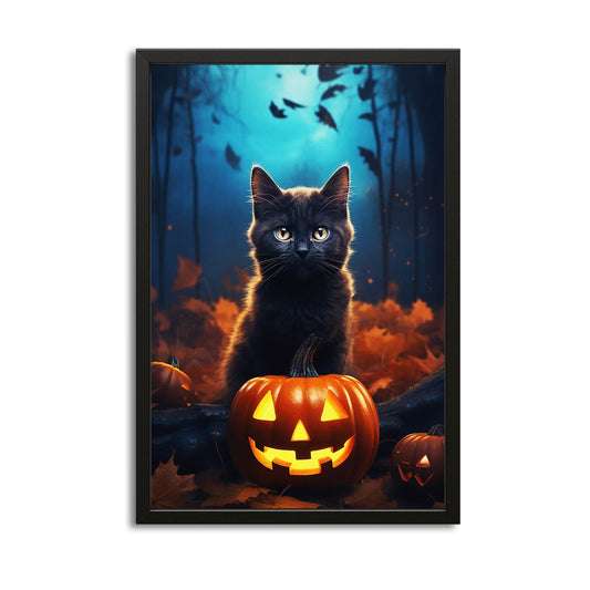 Halloween Wall Art Cat – canvas print on white background
