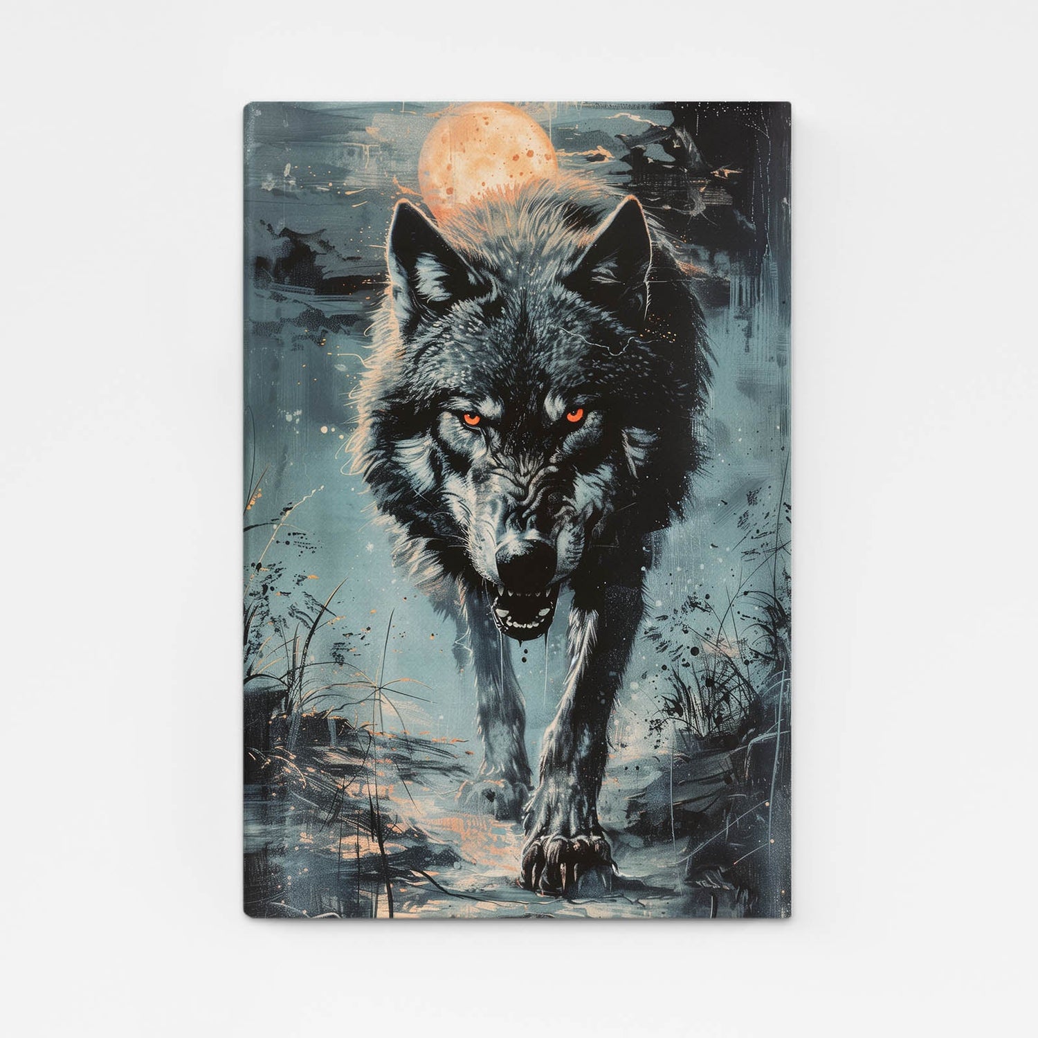 Halloween Wolf Art — nature canvas print in gray tones