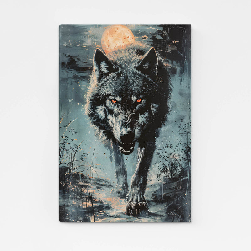 Halloween Wolf Art — nature canvas print in gray tones